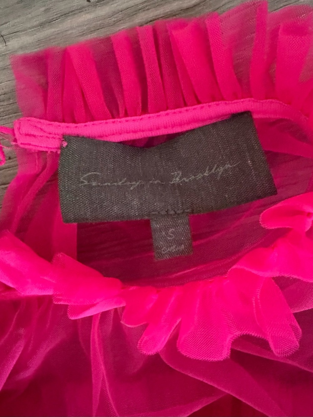 Sunday in Brooklyn Hot Pink Ruffled Sheer Blouse - Picture 6 of 7